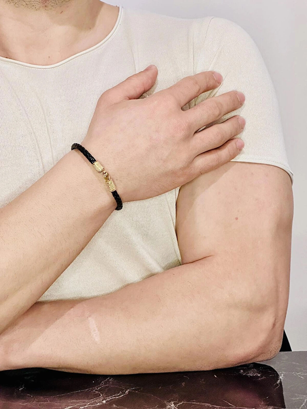 Erkek Bileklik, Gümüş Altın Kaplama Bileklik, Kancalı Sim Desen Tasarım Bileklik, Şık Hediye