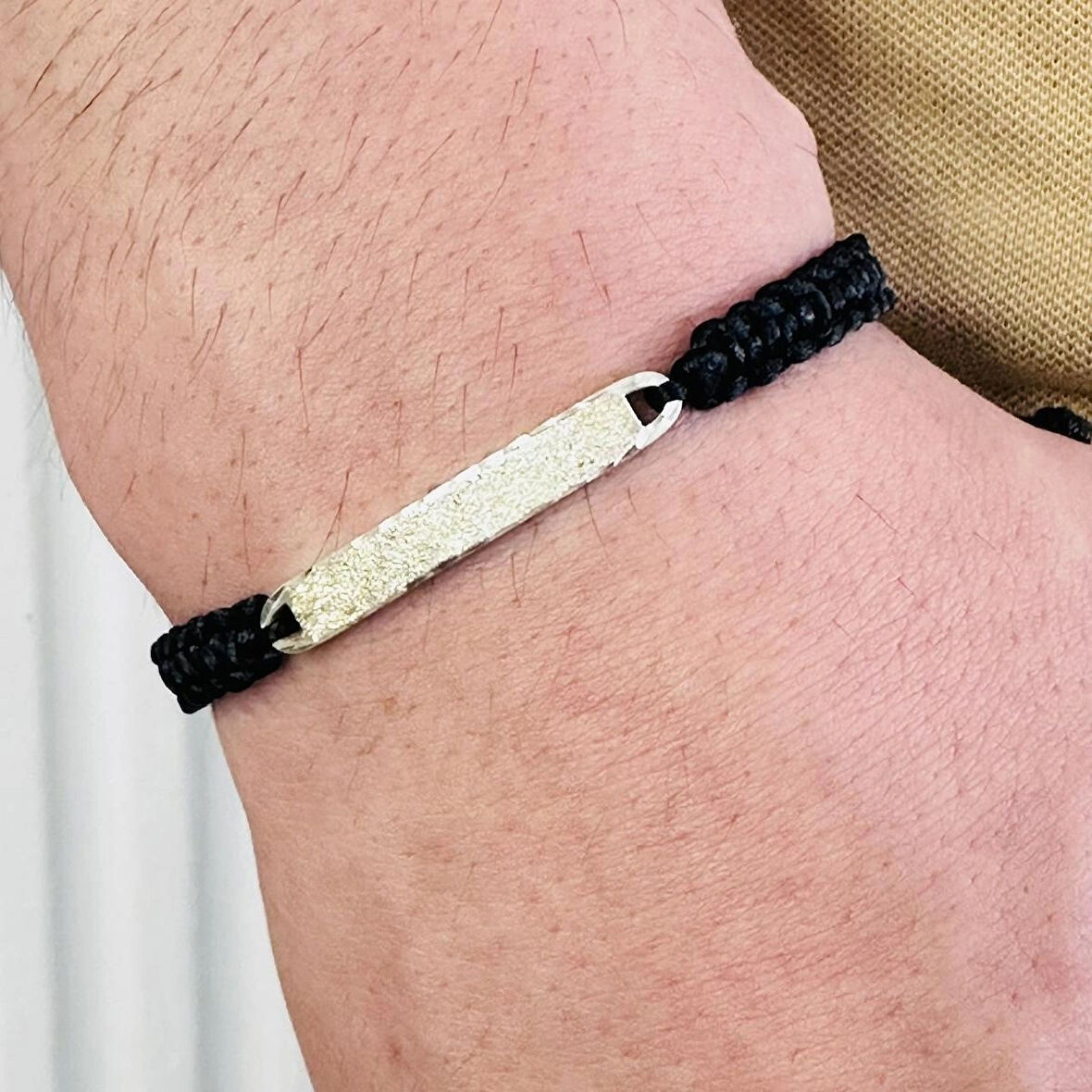 Gümüş Erkek Bileklik,14k Beyaz Altın Kaplama,sim Desen Isim Yazılabilir Şık Hediye