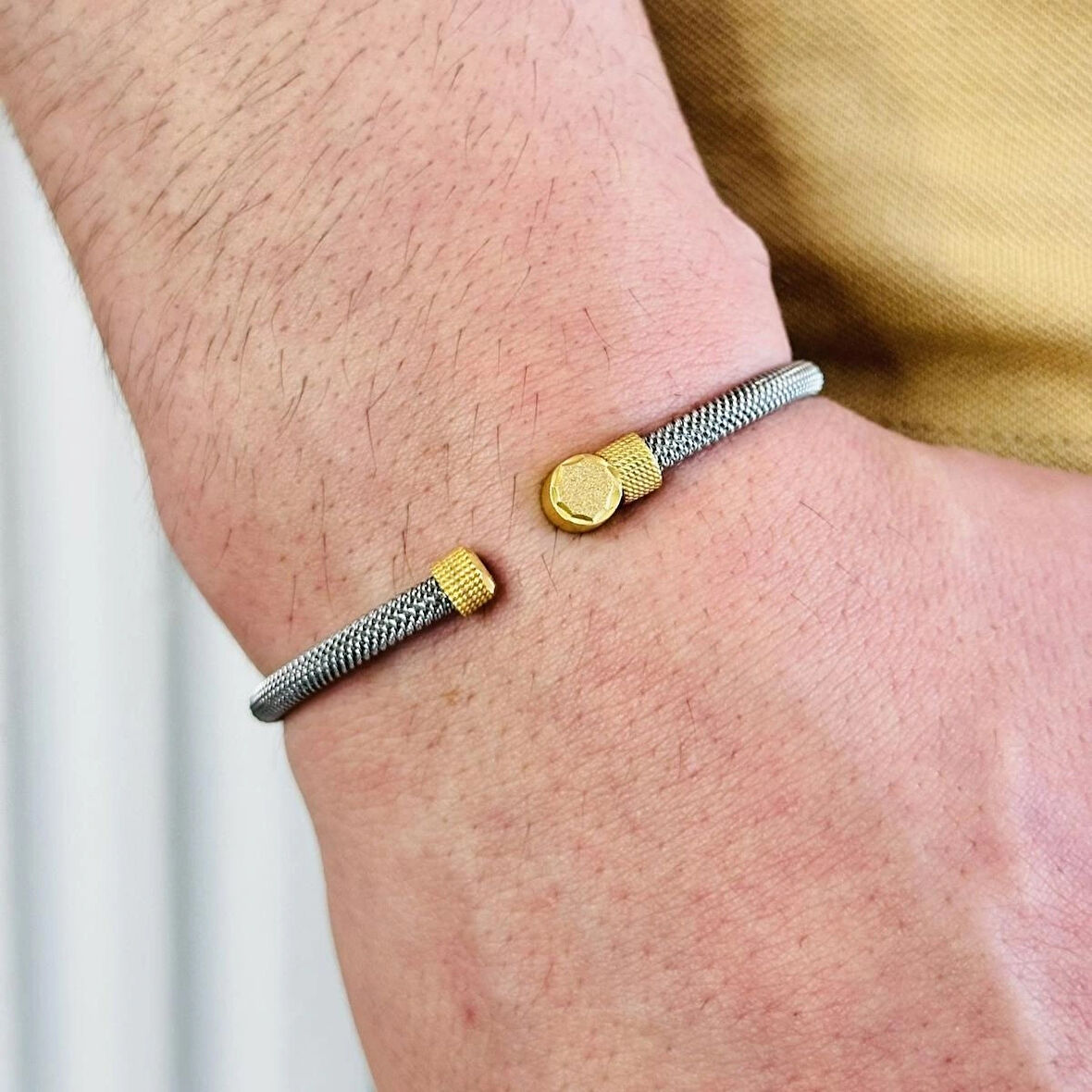 Gümüş Erkek Bileklik,14 Ayar Altın Kaplama,ışıltılı Desenli Harf Yazılabilir Şık Hediye