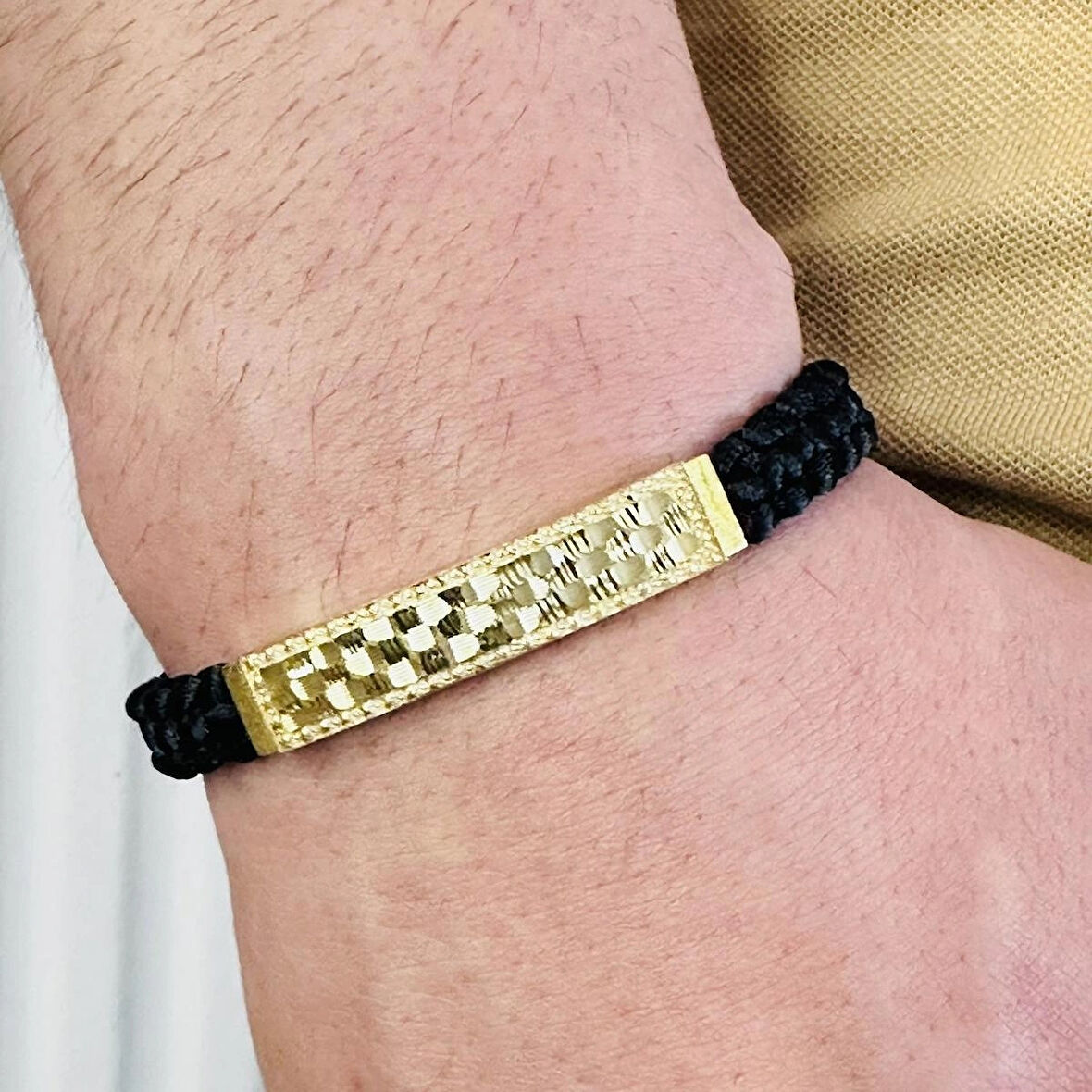 Gümüş Erkek Bileklik 14k Altın Kaplama, El Örgüsü Şık Ve Modern Tasarım