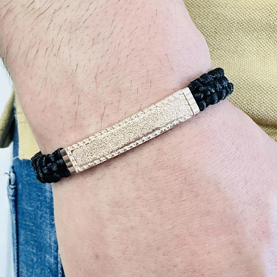  Gümüş Erkek Bileklik,14k Rose Altın Kaplama ,sim Desen Isim Yazılabilir,şık Hediye