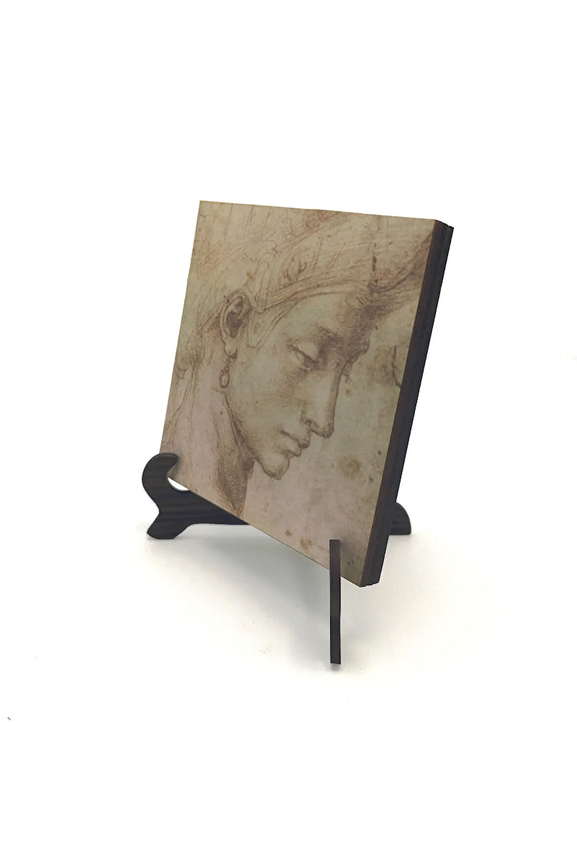 Baş Etüdü (Leonardo Da Vinci) Baskılı MDF Masaüstlük 10X10
