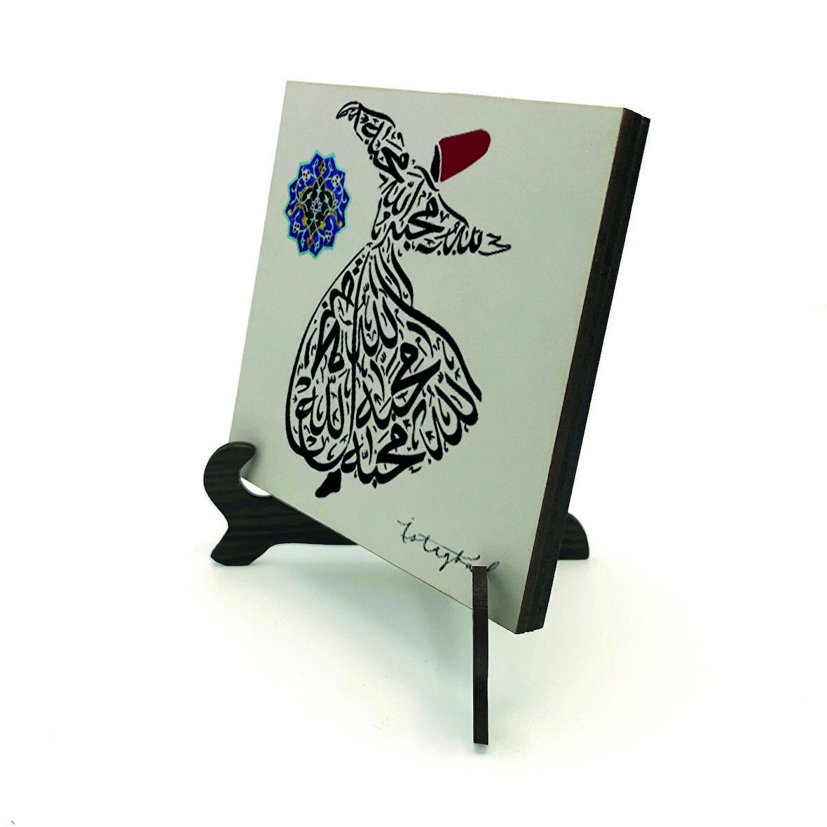 Semazen Formunda “Allah sevgidir.”Yazılı MDF Masaüstlük