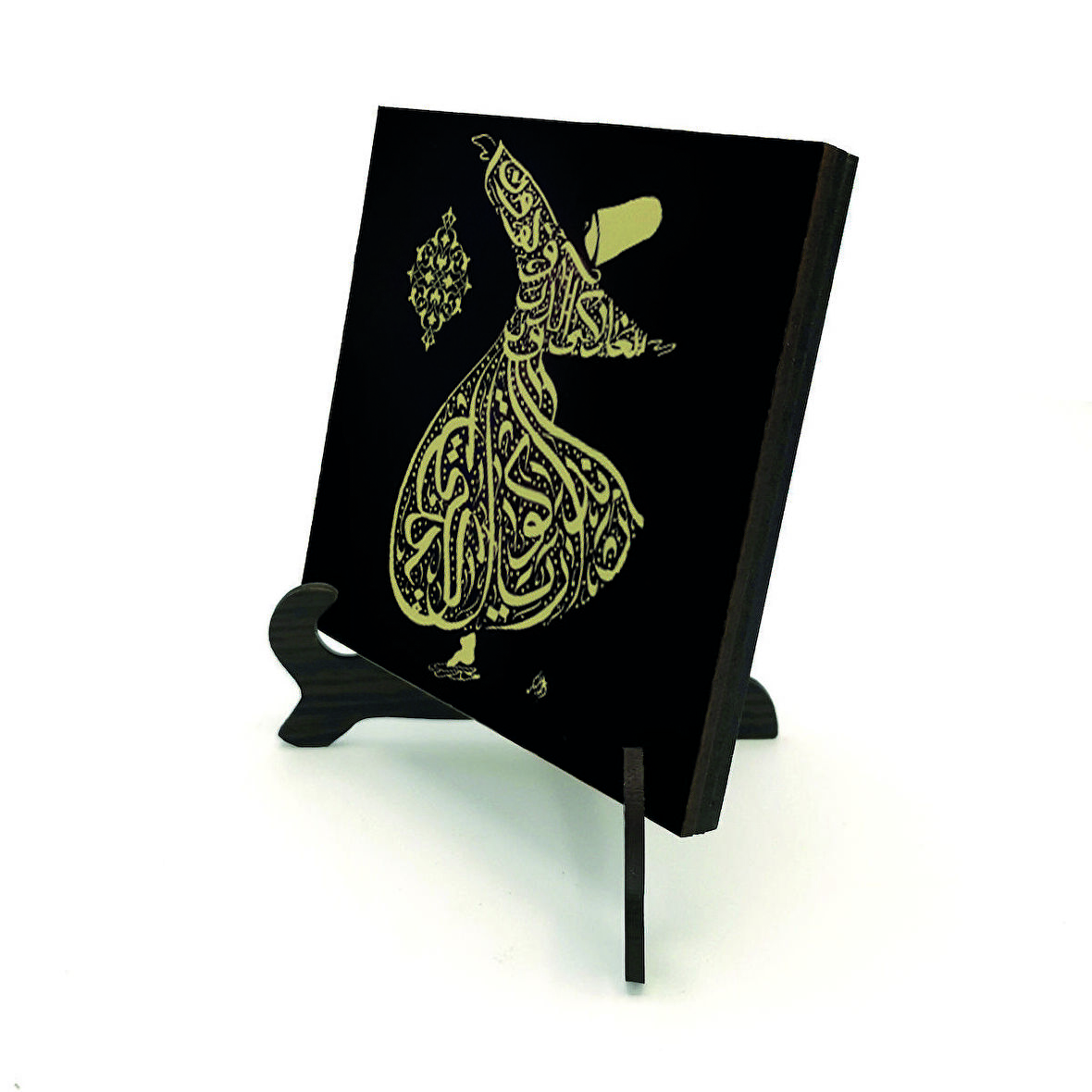 Semazen Formunda “Ya olduğun gibi görün ya göründüğün gibi ol.”Yazılı MDF Masaüstlük