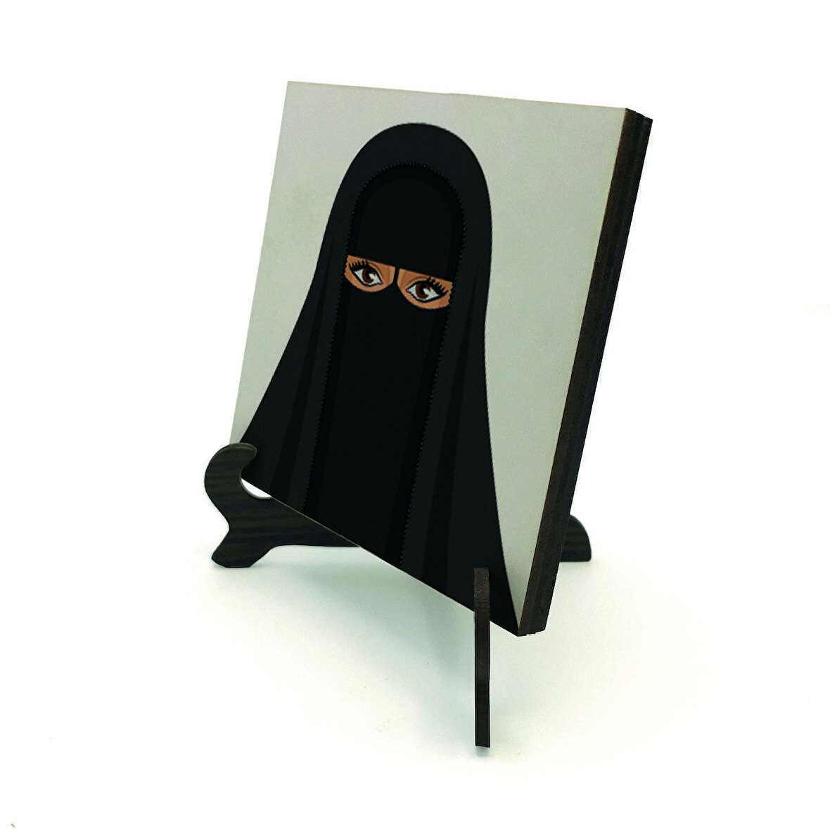 Çarşaflı Kadın ÇizimiBaskılı MDF Masaüstlük