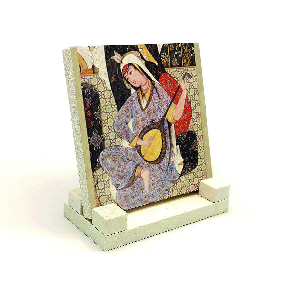 Müzisyen Kadın MinyatürBaskılı MDF Masaüstlük