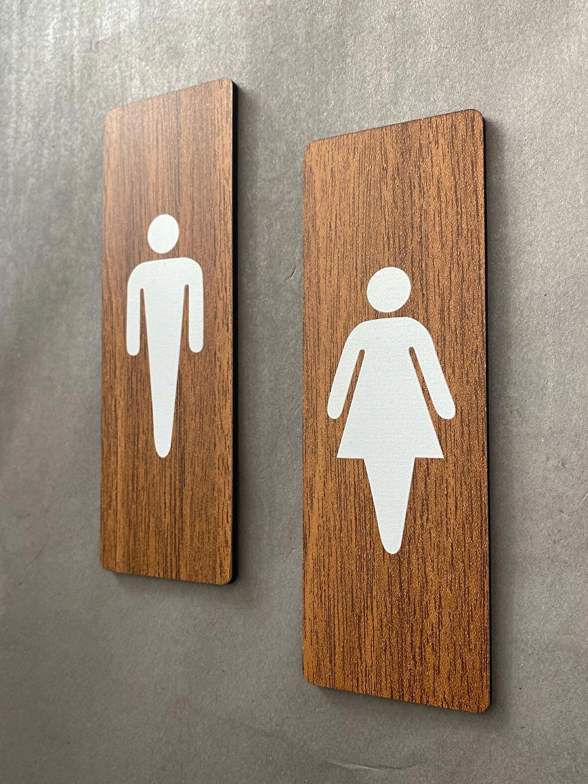 Ceviz Mdf Serisi Wc Kadın&Erkek Set Yönlendirme Levhası