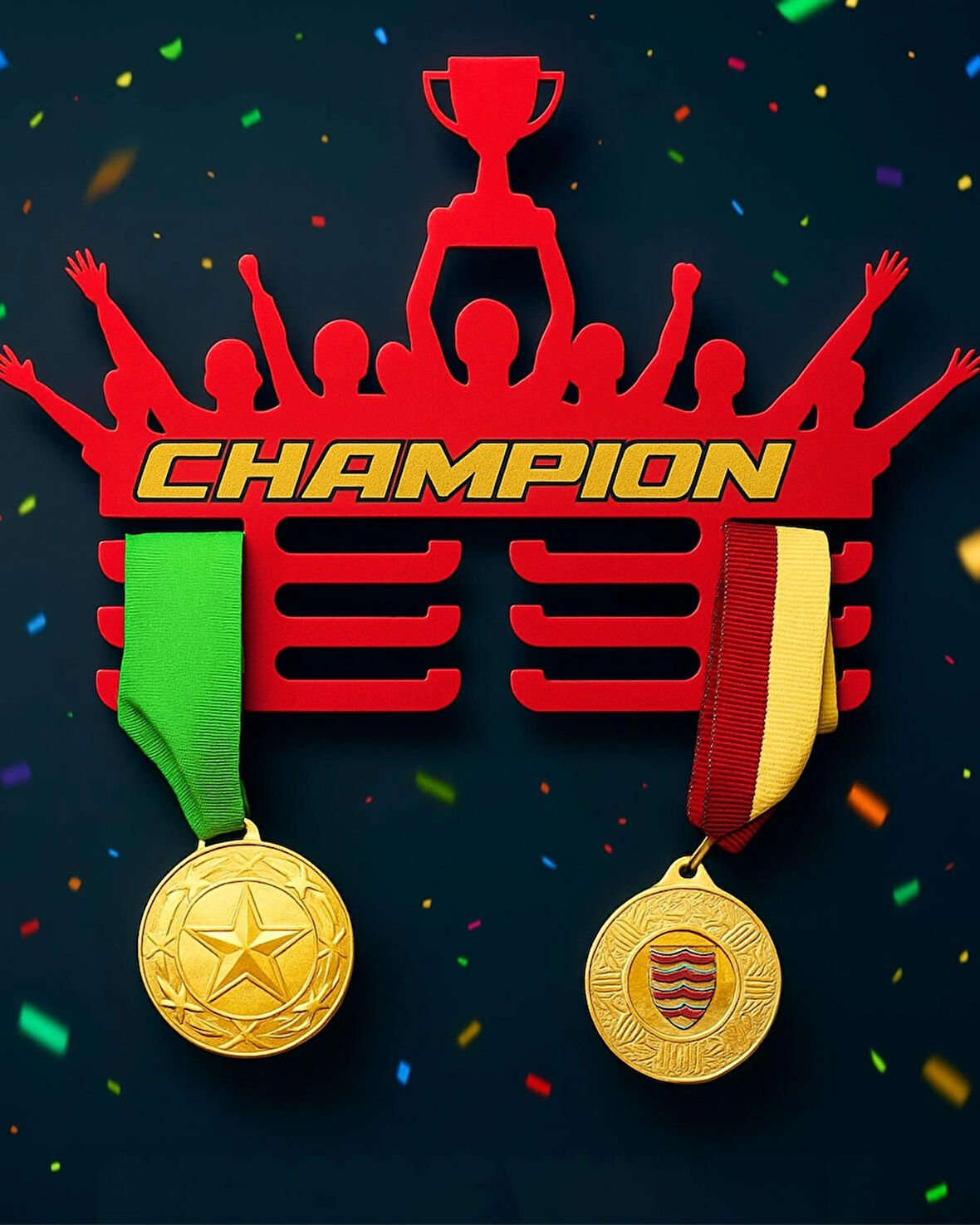 Çocuk Madalya Askısı 12'li – Kişiye Özel Spor Madalya Düzenleyici Dekoratif Duvar Askısı (3D Baskı)