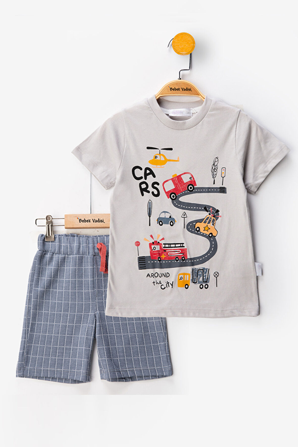 Arabalı Şortlu Erkek Bebek alt ust Takım Erkek Bebek Takım İkili Erkek Çocuk Takım Erkek Bebek Giyim