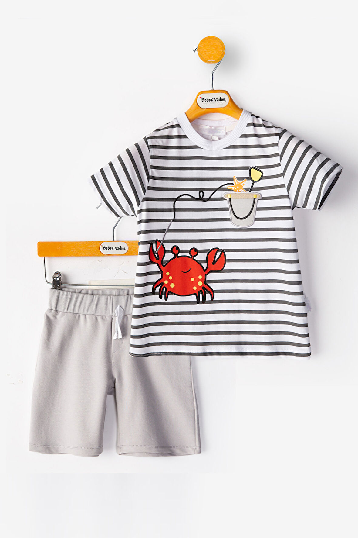 Yengeç Şortlu Erkek Bebek alt ust Takım Erkek Bebek Takım İkili Erkek Çocuk Takım Erkek Bebek Giyim