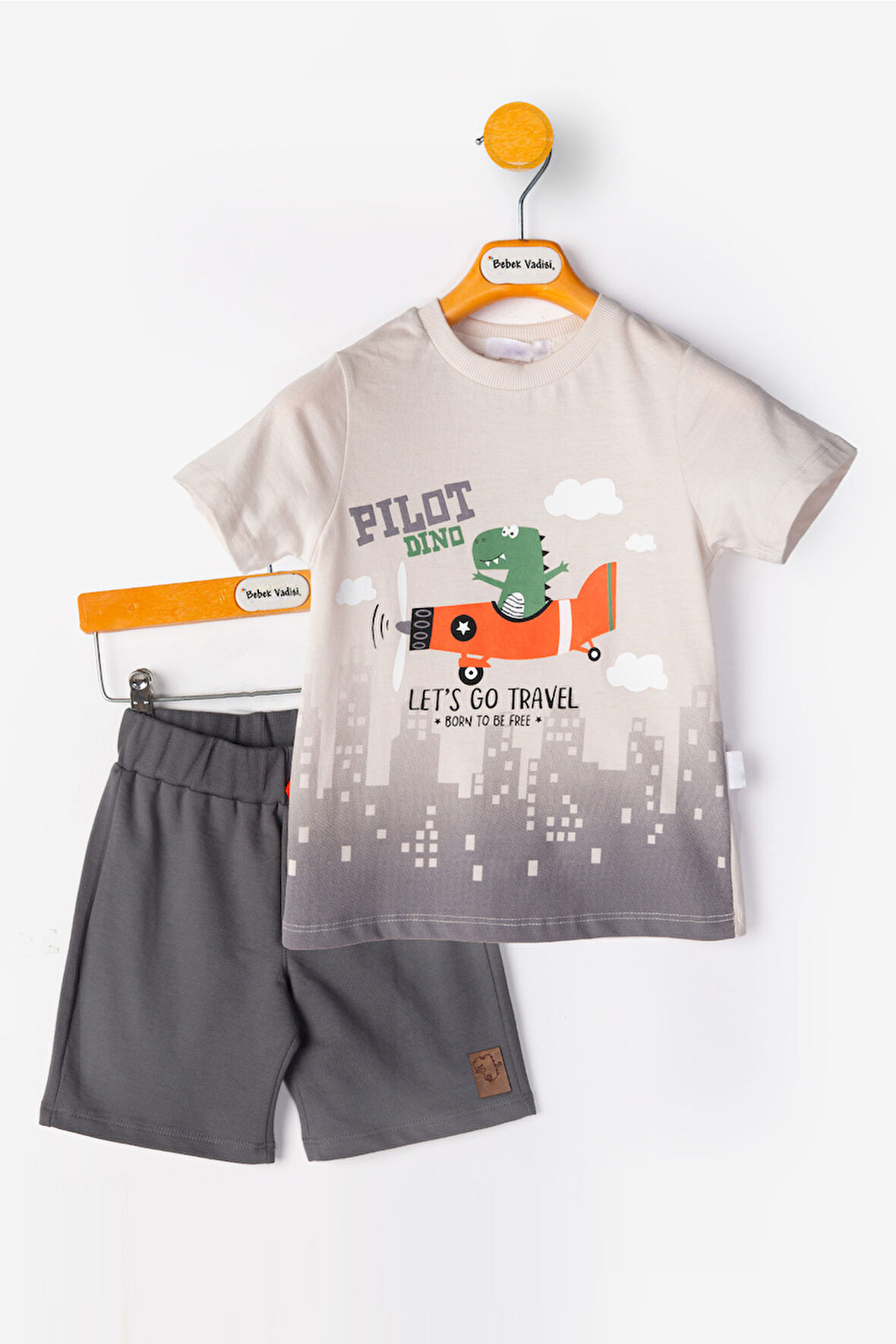 Dinazor Erkek Bebek alt ust Takım Şortlu Erkek Bebek Takım İkili Erkek Çocuk Takım Erkek Bebek Giyim