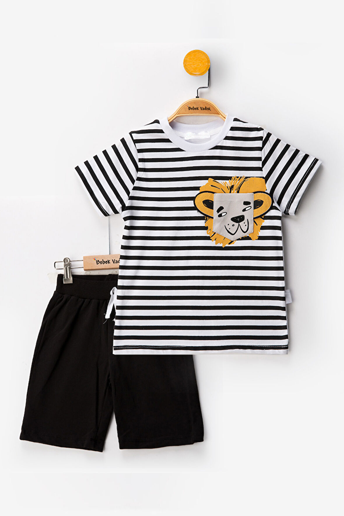 Aslanlı Erkek Bebek Giyim Erkek Bebek alt ust Takım Şortlu Erkek Bebek Takım İkili Erkek Çocuk Takım