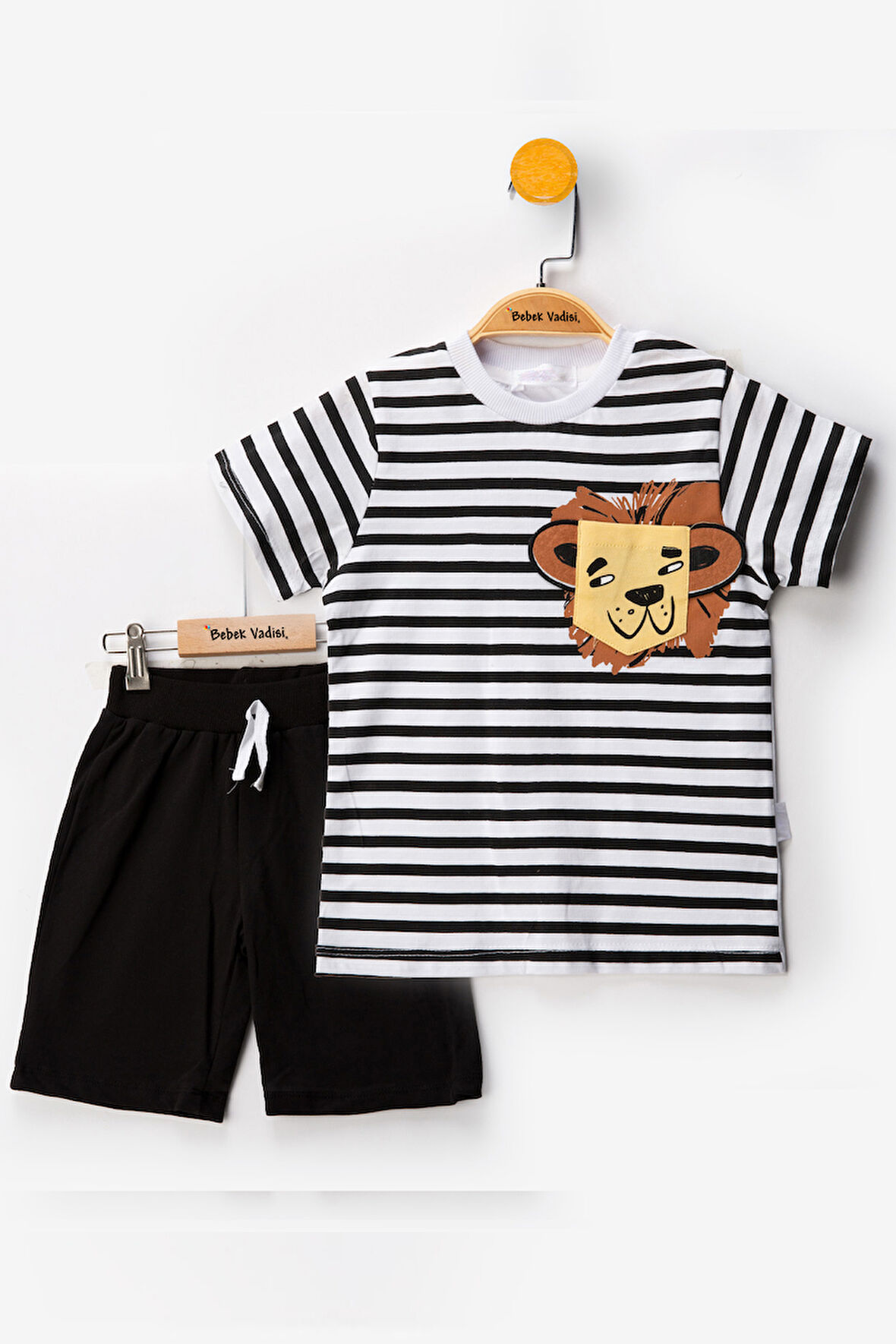 Aslanlı Erkek Bebek Giyim Erkek Bebek alt ust Takım Şortlu Erkek Bebek Takım İkili Erkek Çocuk Takım