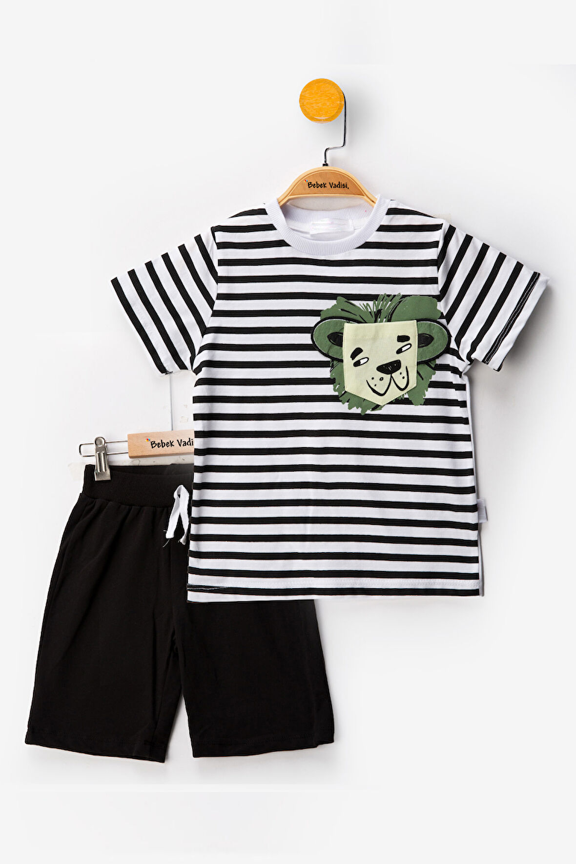 Aslanlı Erkek Bebek Giyim Erkek Bebek alt ust Takım Şortlu Erkek Bebek Takım İkili Erkek Çocuk Takım