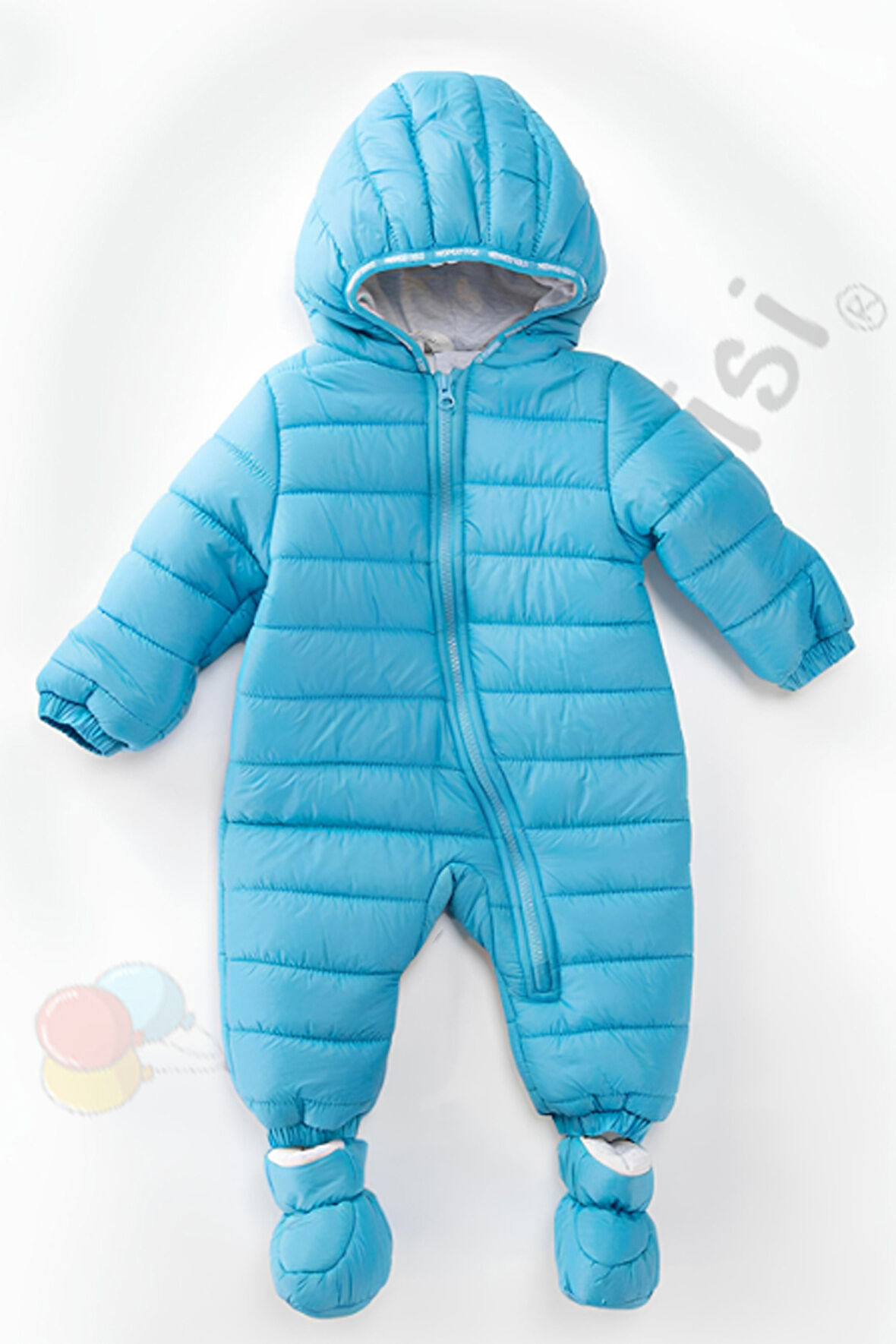 Fermuarlı Astarlı Patikli Kapüşonlu Eldivenli Kışlık Erkek Kız Bebek Astronot Tulum Kozmonot Mont