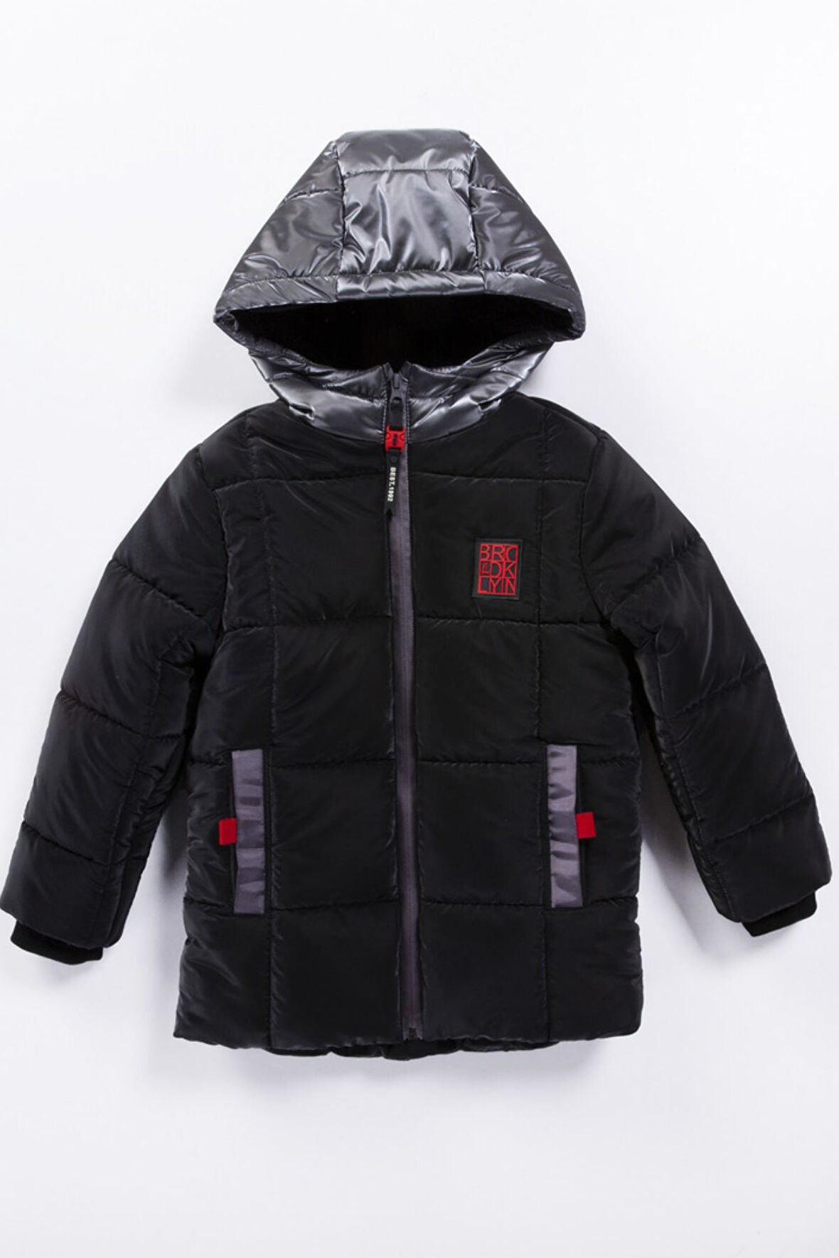 YENİ Özel Seri Soft Kumaş Su İtici Kumaş Kapitone İçi Polar Cepli Kapüşonlu Erkek Çocuk  Kışlık Kaban Mont