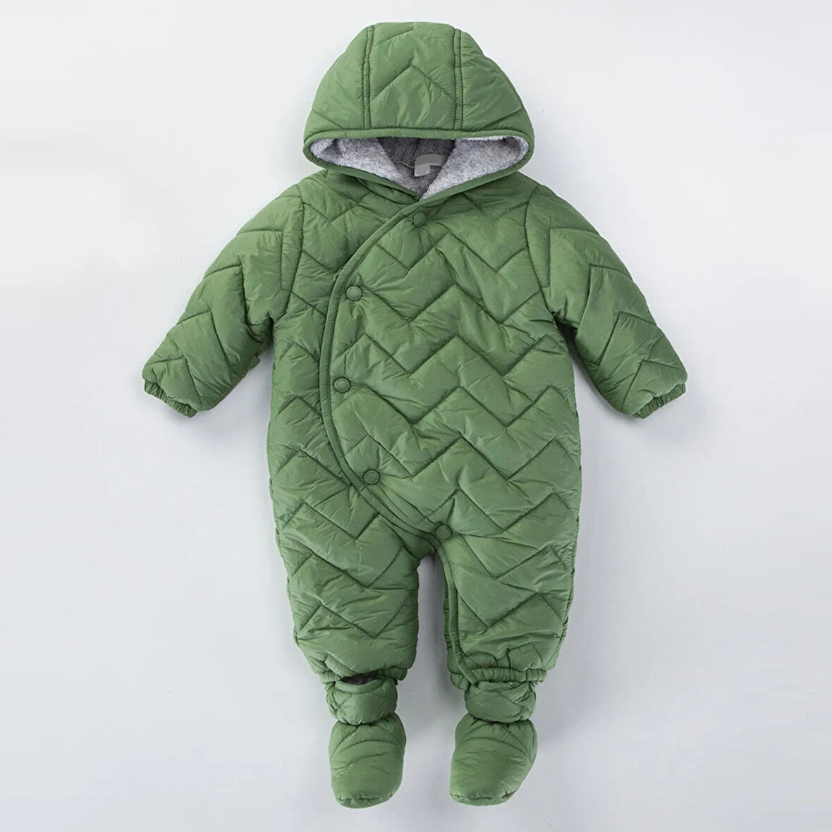 Kapitone İçi Kürklü Peluş Çıtçıtlı Kışlık Kapüşonlu Çocuk Erkek Bebek Astronot Tulum Kozmonot Mont