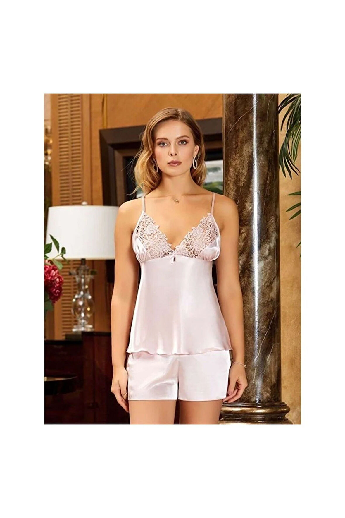 481 Kutulu Ipek Saten Dantelli Çeyizlik Altılı Set