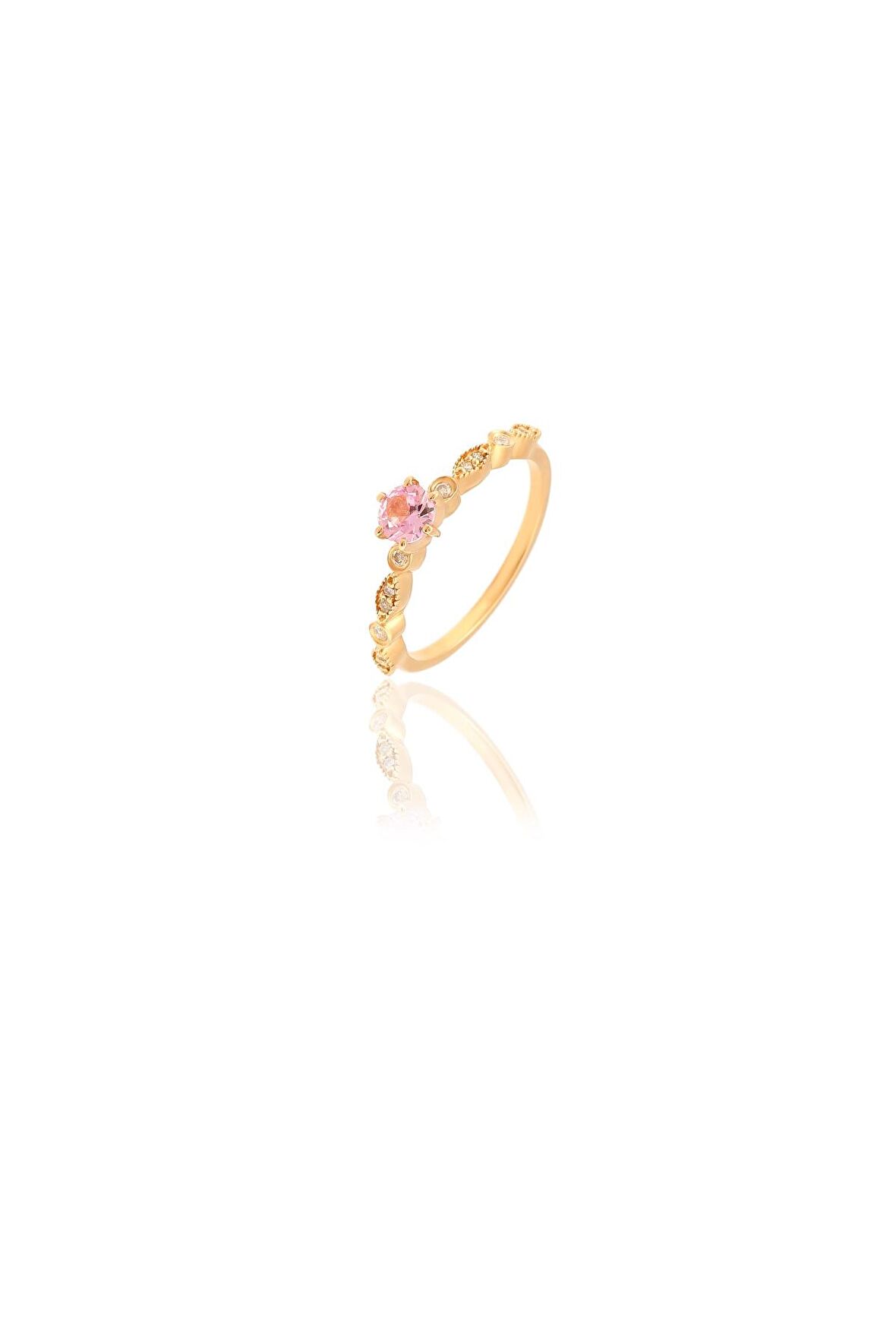 0,11 Ct H VS Pırlanta Pink Topaz Yüzük