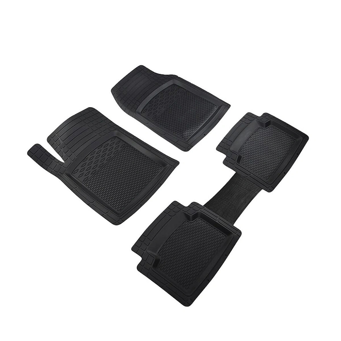 SsanYoung Korando Sports 4D Havuzlu Oto Paspas Modern Serisi Kesilebilir Model SİYAH