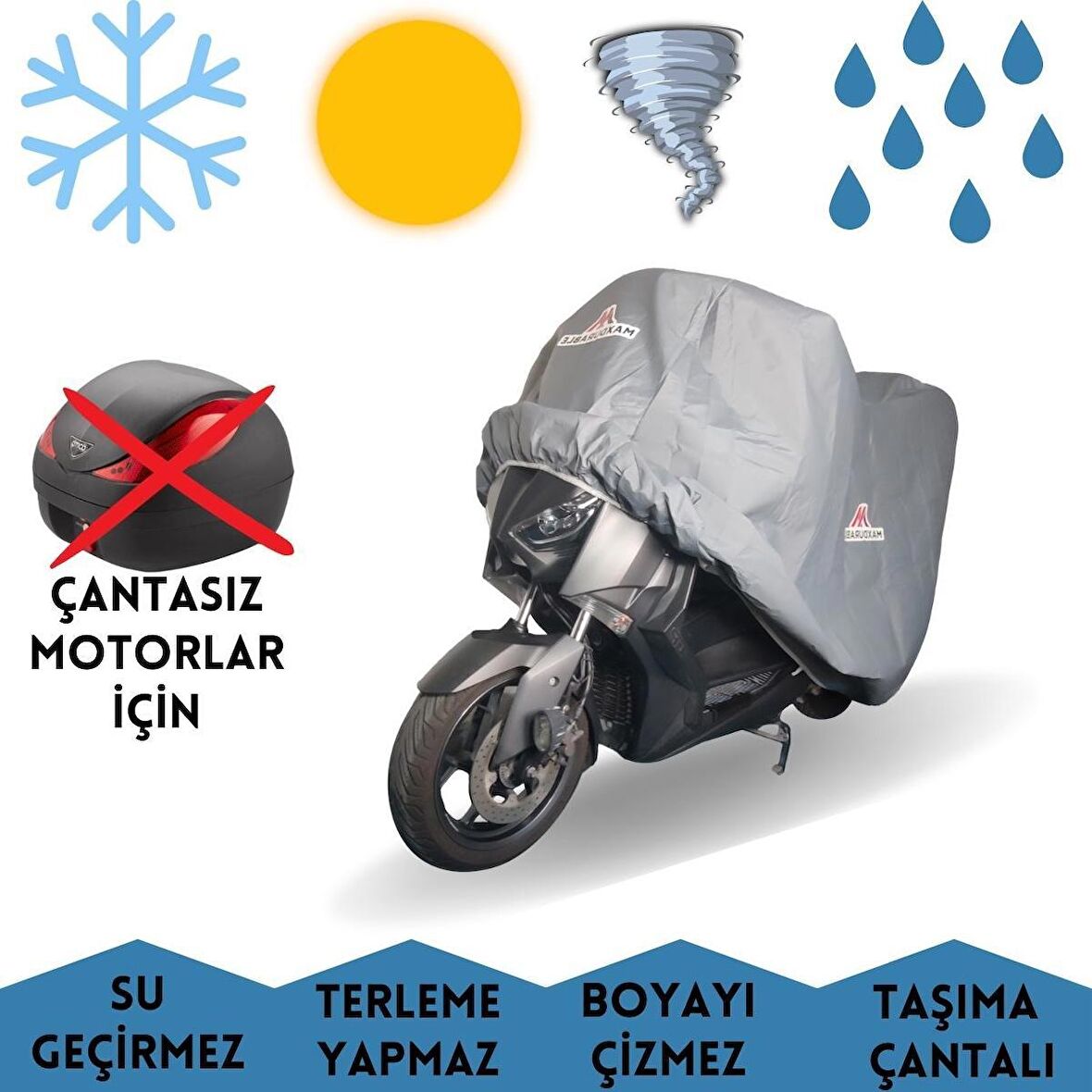 Arora Safari Pro Uyumlu Arka Çantasız Motorlar İçin Brandası Su Geçirmez Motosiklet Örtüsü
