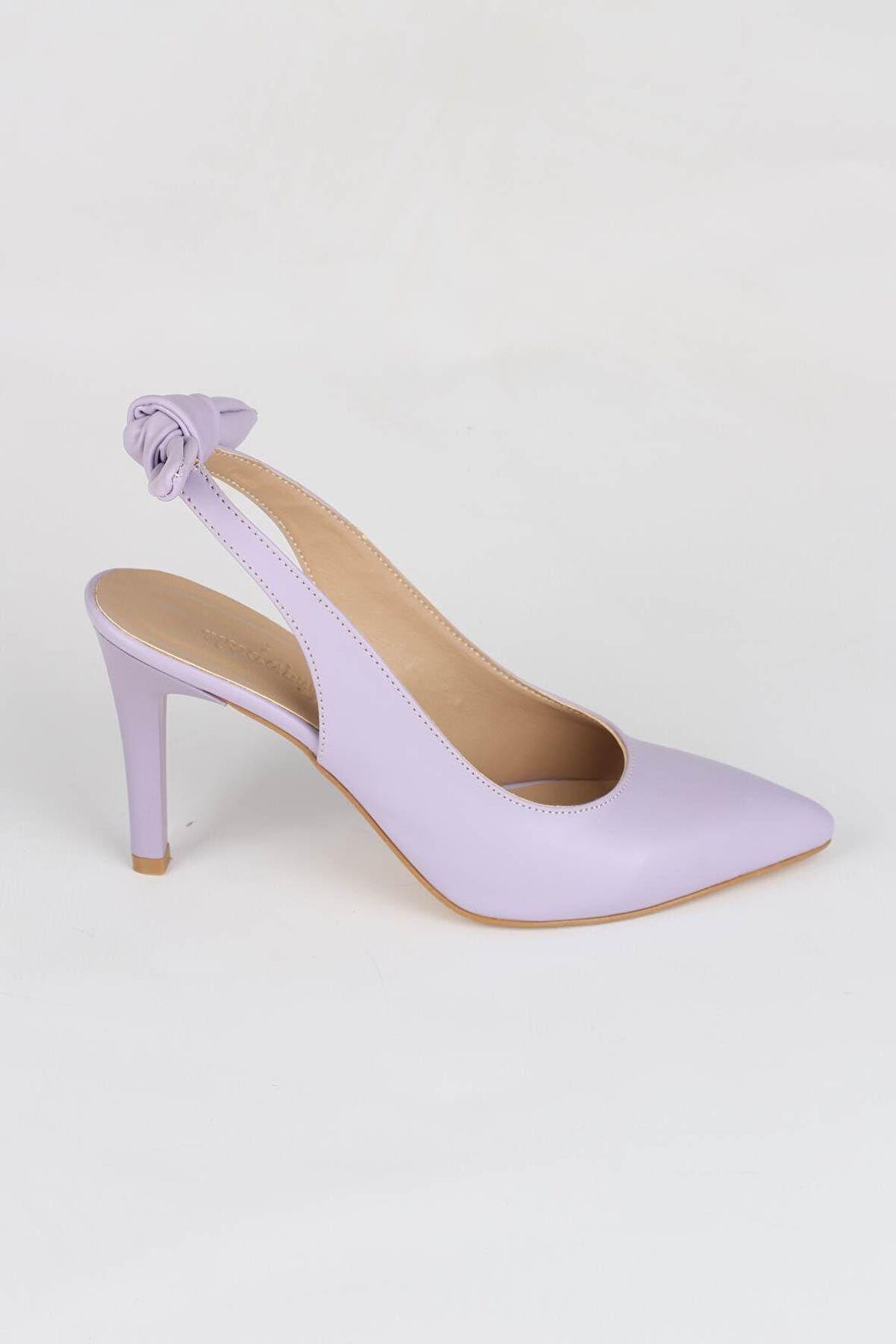 Modabuymus Lila Rengi Arkadan Fiyonklu Stiletto Topuklu Ayakkabı - Pony