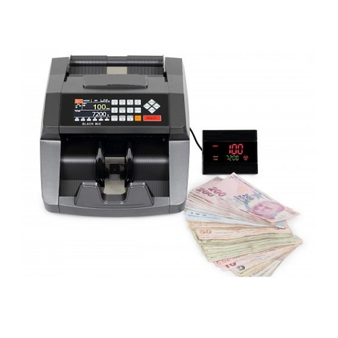 Bill Counter Black Mix Para Sayma Makinesi TL Karışık Sayım, Euro ve USD Adet Sayım