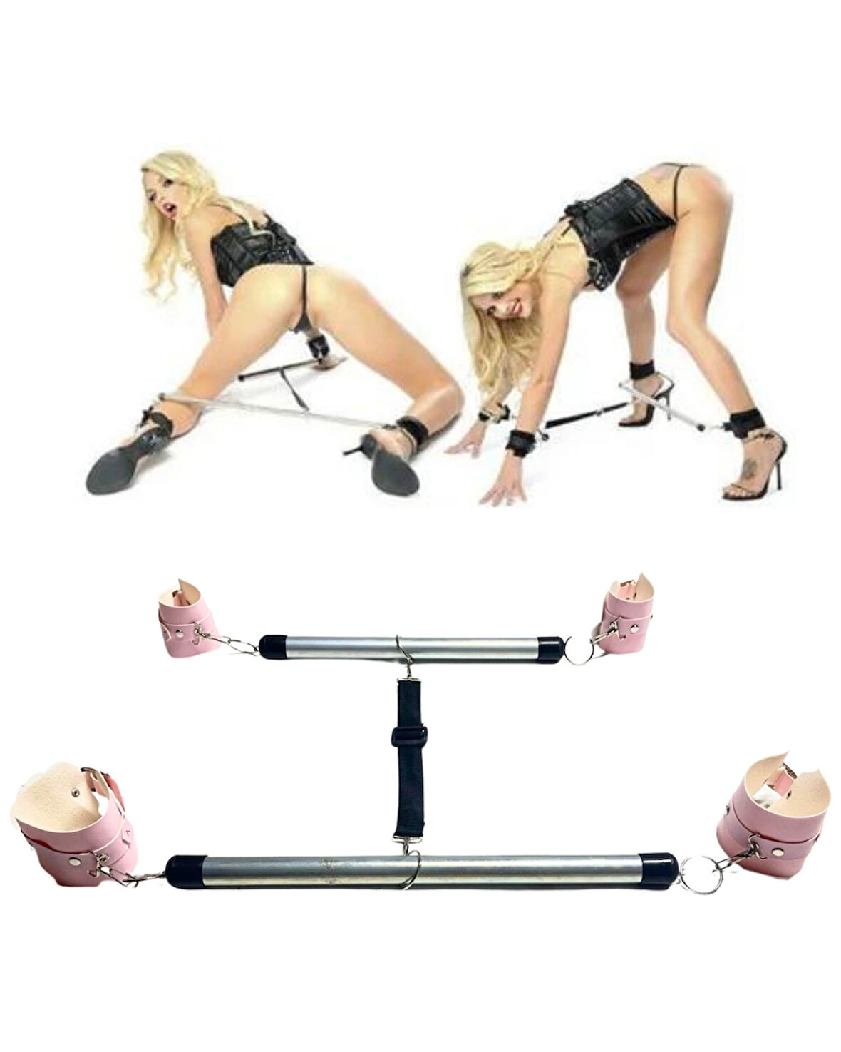 Fantezi Pembe Deri Seksi Borulu Yatak Kelepçesi 5383