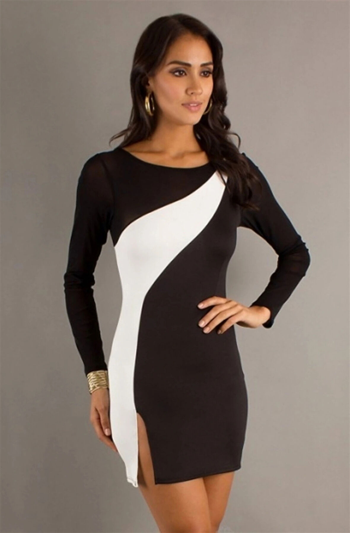 TP100886 Yırtmaçlı Kontra Elbise