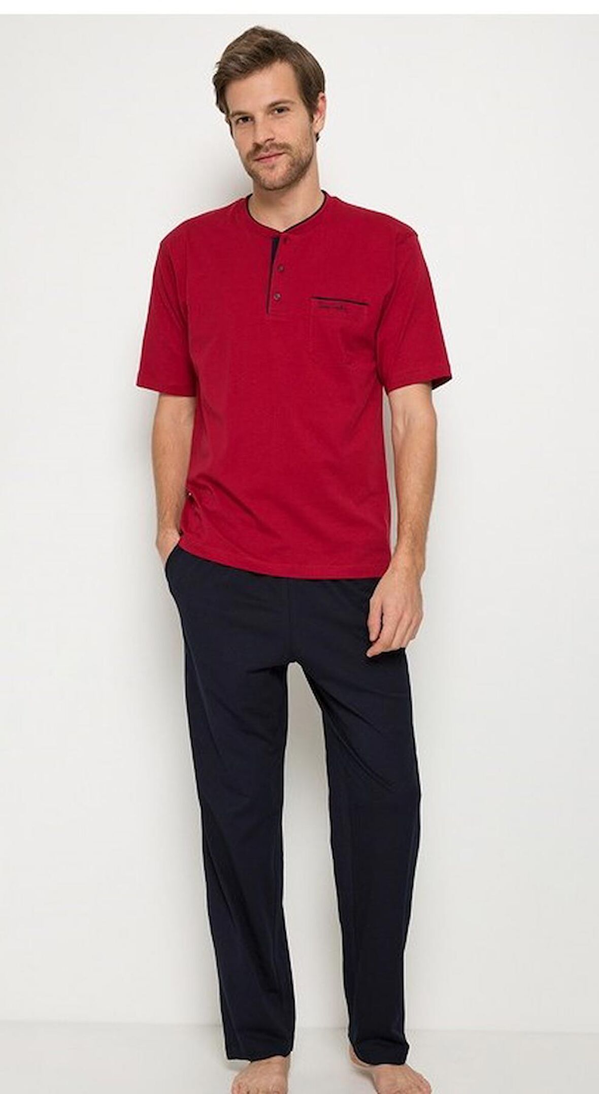 Pierre Cardin Bordo 3lu Pijama Takımı Beyaz Atlet Boxer Takım ( 5370-150)