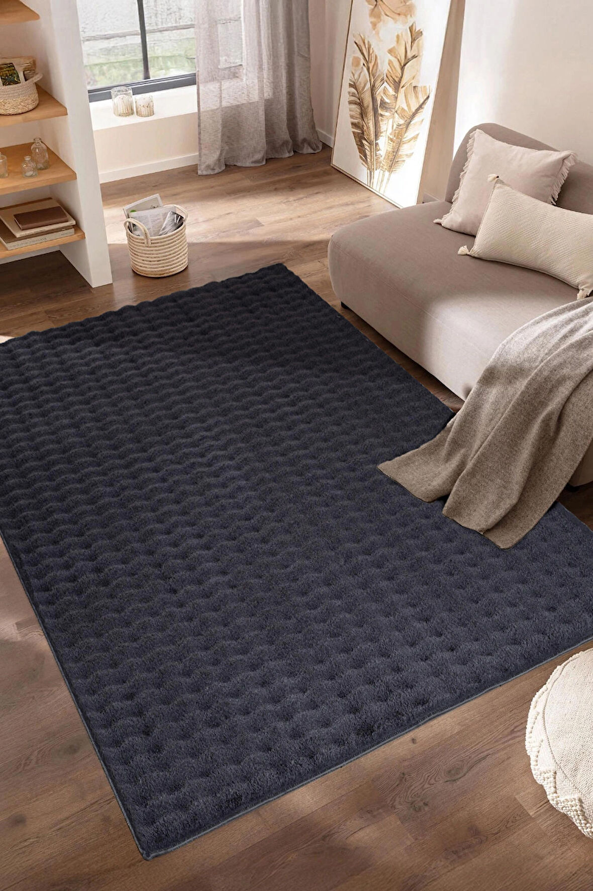 MEC Home Düz Gri Peluş Halı - Kaymaz Tabanlı, Yumuşak Dokulu, Makinede Yıkanabilir, Salon & Yatak Odası İçin - 11 Farklı Ölçü Seçeneği 