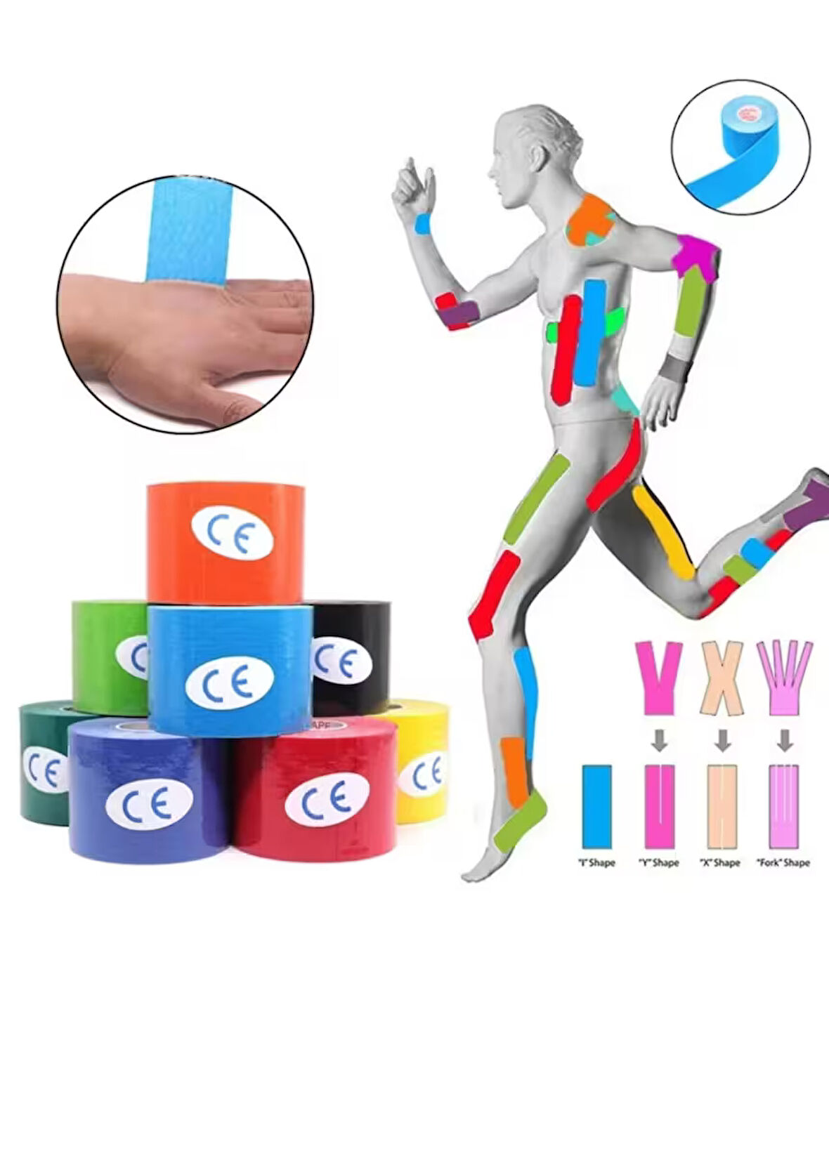 Mavi  Ağrı Sporcu Bandı Kinesio Tape Eklem Kas Ağrıları  Kinezyo Bant