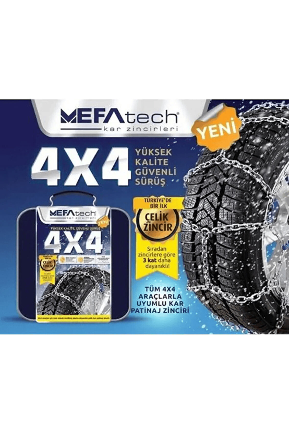 Mefatech 195/70R14 Grup:160 Merdiven Tipi Mahmuzlu Serme Otomobil Kar Zinciri (Paket İçeriği 2 adettir)