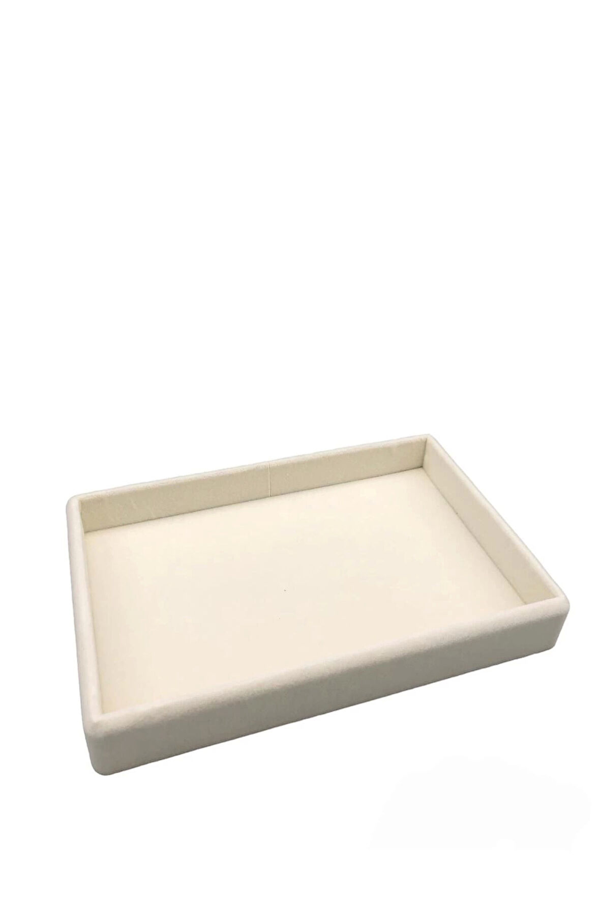 Yerli Üretim Küçük Boy Süet Kumaş Krem Renk 22/14 Cm Servis Tablası