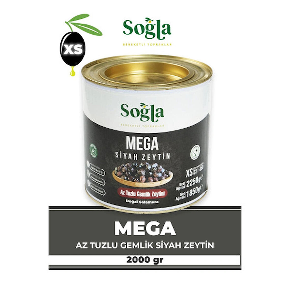 Mega Gemlik Zeytini Teneke 1850g