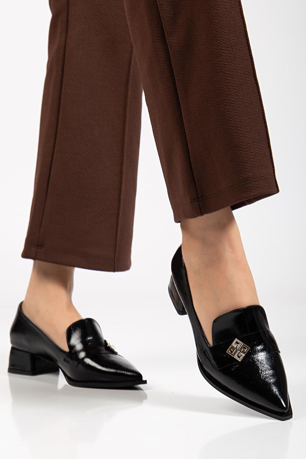 Suins Premium Melinka Model Kadın Orta Topuklu Siyah Kahve Bordo Ayakkabı