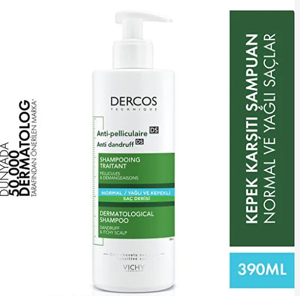 Vichy Dercos Anti-Dandruff Şampuan Normal ve Yağlı Saçlar için Kepek Karşıtı 390 ml