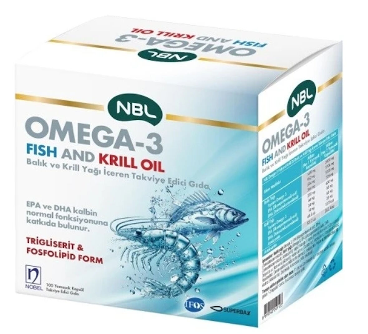 NBL Omega 3 Fish/Krill Oil 100 Kapsül