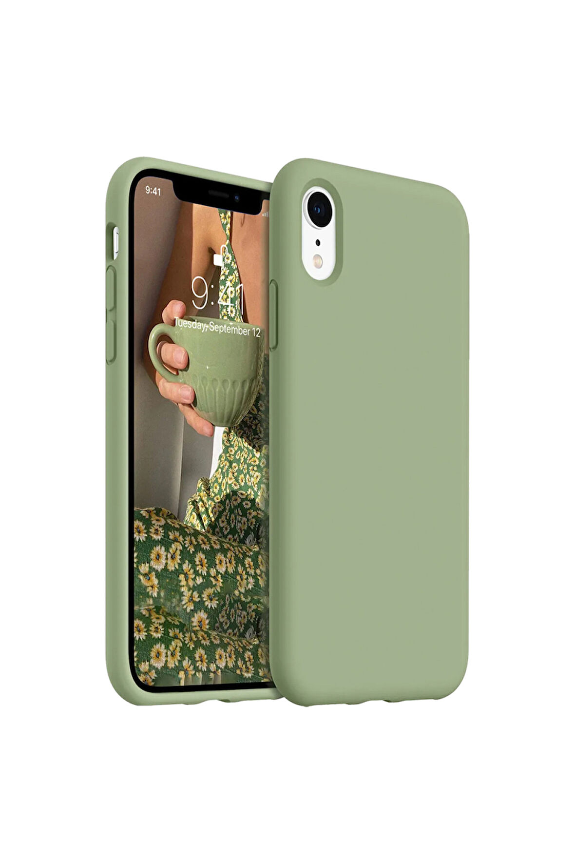 iphone XR Uyumlu Premium Lansman Liquid Silikon Kılıf İçi Kadife-Fıstık Yeşil