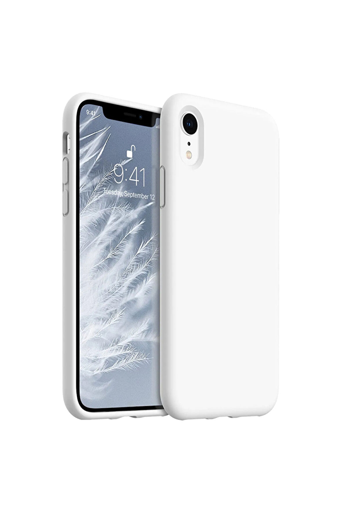 iphone XR Uyumlu Premium Lansman Liquid Silikon Kılıf İçi Kadife-Beyaz