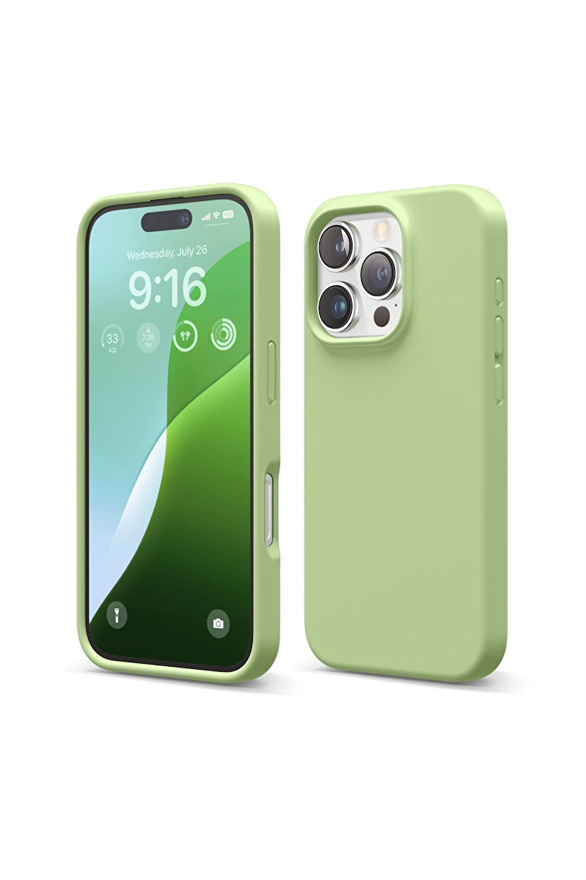 iphone 16 Pro Uyumlu Premium Lansman Liquid Silikon Kılıf İçi Kadife-Fıstık Yeşili