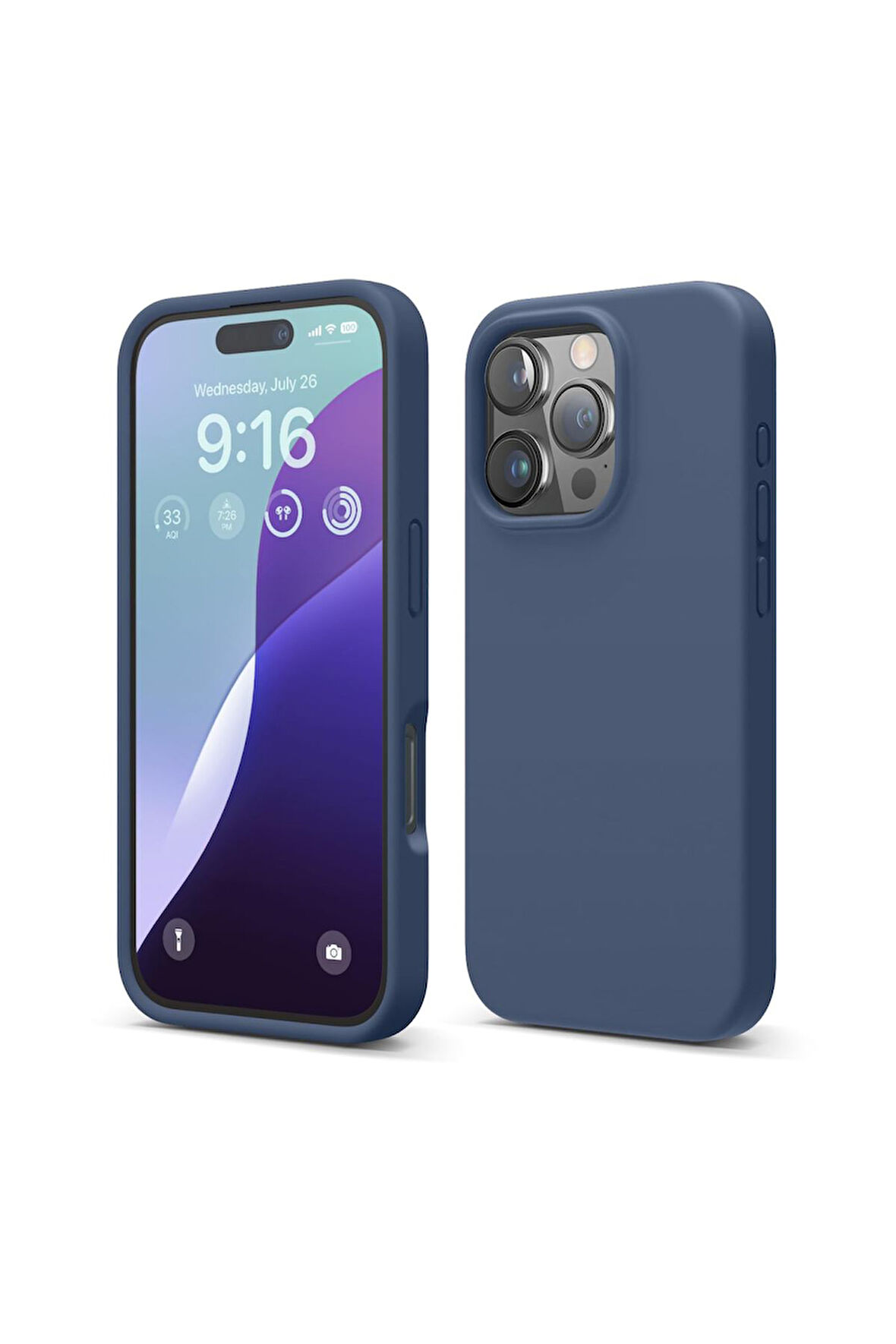 iphone 16 ProMax Uyumlu Premium Lansman Liquid Silikon Kılıf İçi Kadife-Gece Mavi
