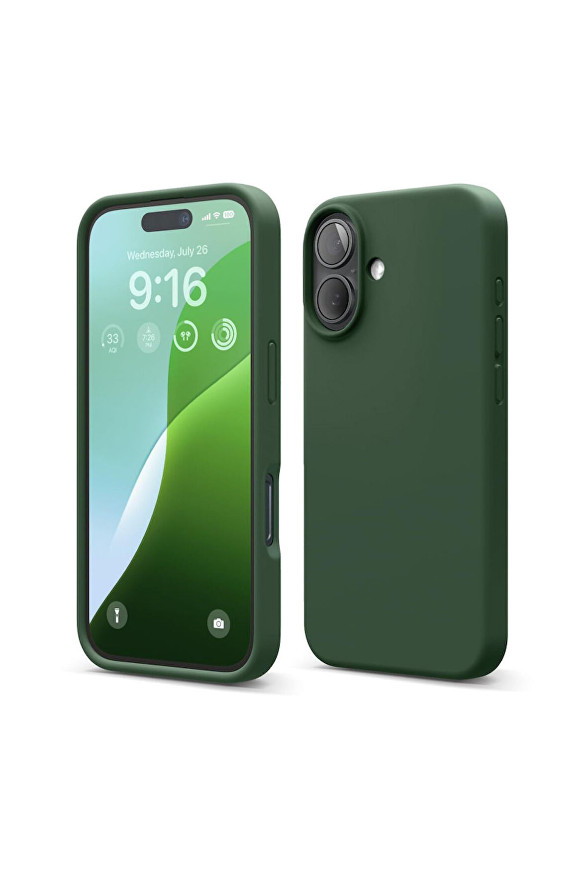 iphone 16 Uyumlu Premium Lansman Liquid Silikon Kılıf İçi Kadife-Yeşil