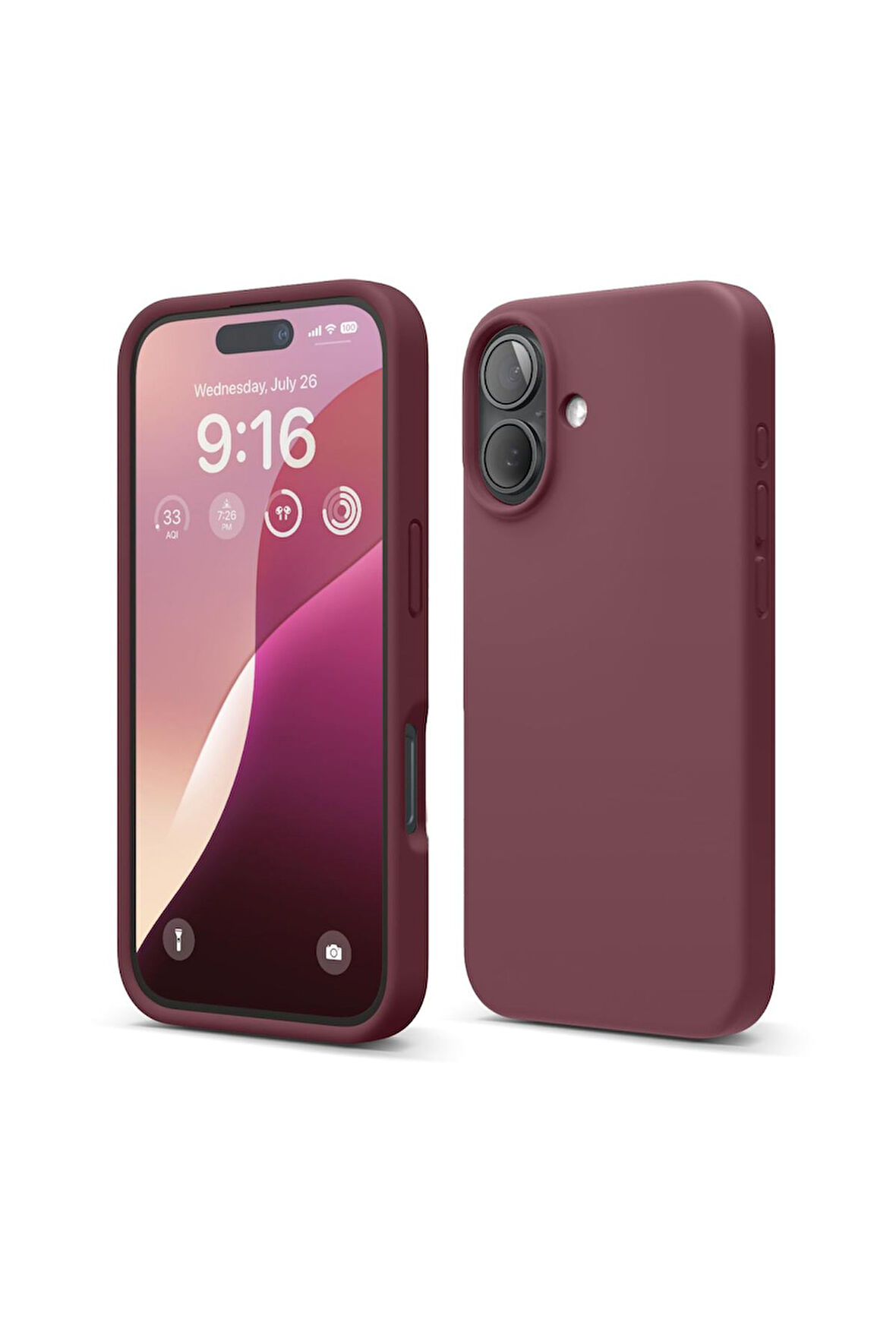 iphone 16 Plus Uyumlu Premium Lansman Liquid Silikon Kılıf İçi Kadife-Bordo