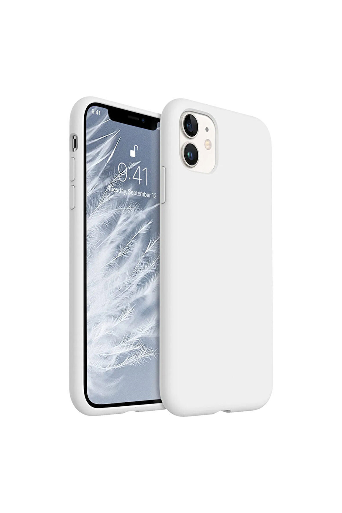 iphone 11 Uyumlu Premium Lansman Liquid Silikon Kılıf İçi Kadife-Beyaz