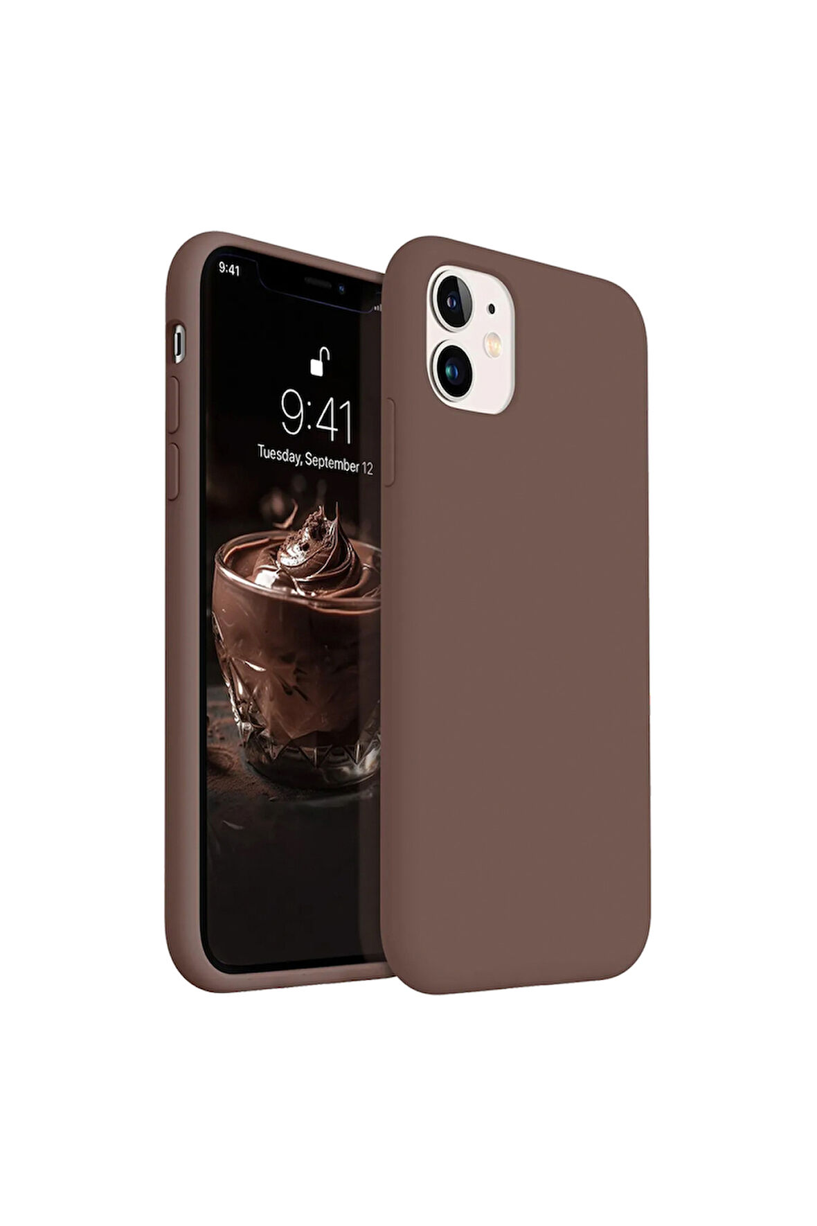 iphone 11 Uyumlu Premium Lansman Liquid Silikon Kılıf İçi Kadife-Kahverengi
