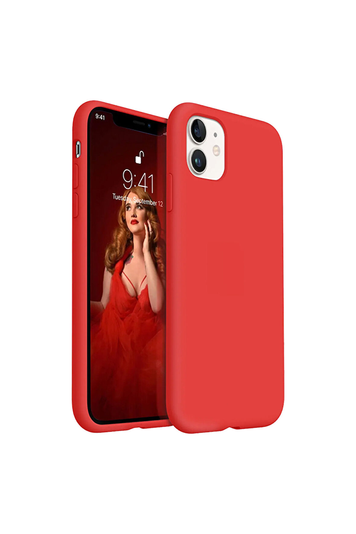 iphone 11 Uyumlu Premium Lansman Liquid Silikon Kılıf İçi Kadife-Kırmızı