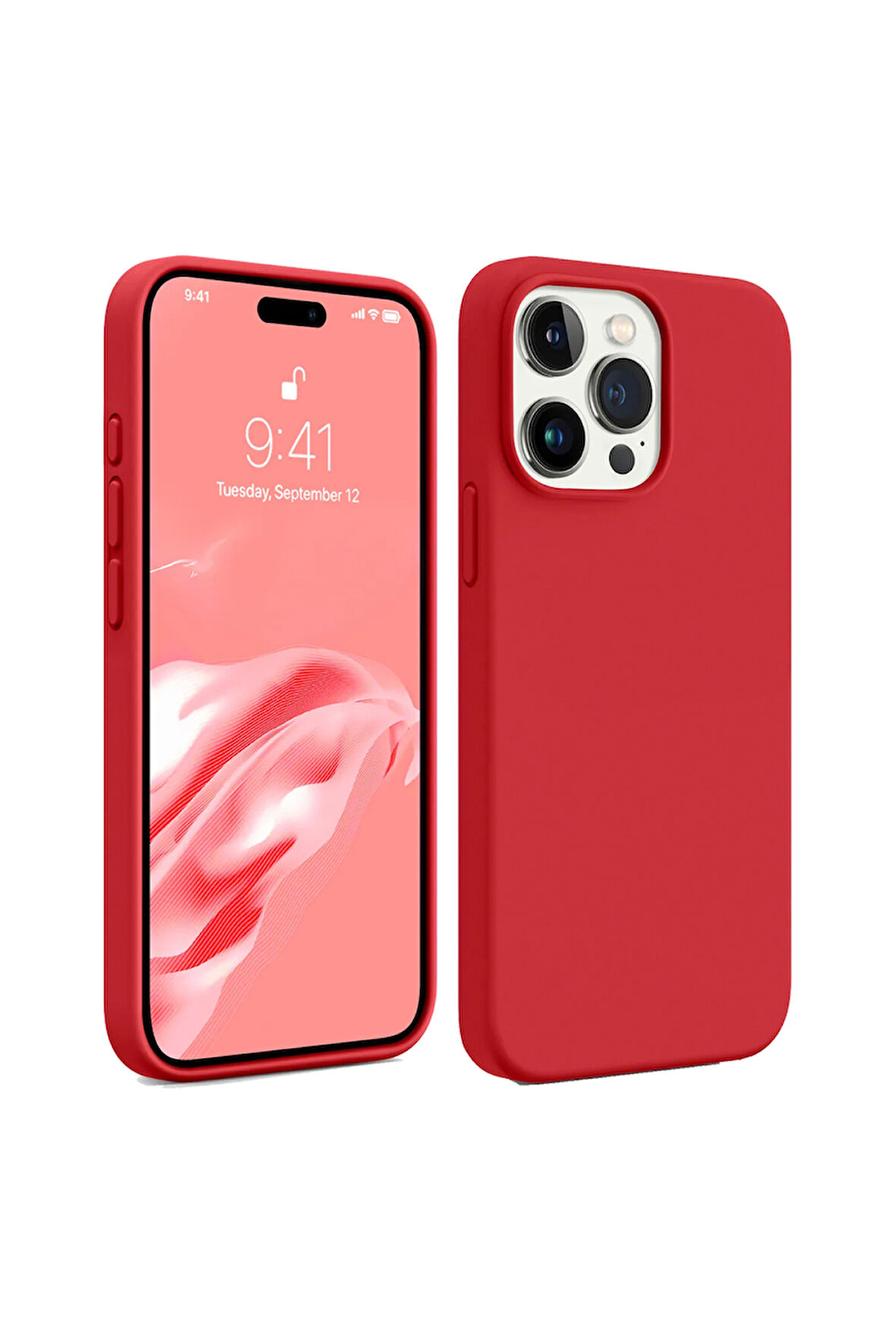 iphone 14 Pro Uyumlu Premium Lansman Liquid Silikon Kılıf İçi Kadife-Kırmızı