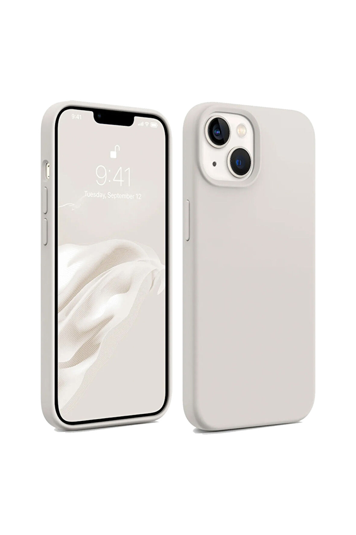iphone 14 Plus Uyumlu Premium Lansman Liquid Silikon Kılıf İçi Kadife-Beyaz