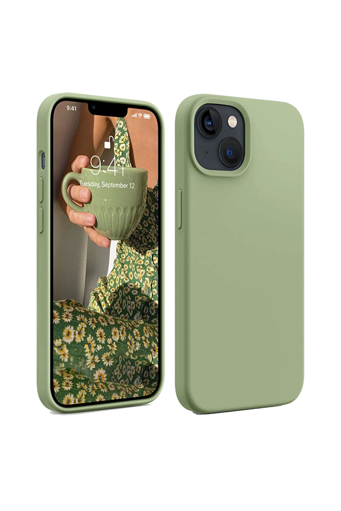 iphone 15 Uyumlu Premium Lansman Liquid Silikon Kılıf İçi Kadife-Fıstık Yeşili